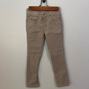 7 For All Mankind The Straight Beige/Grey Houndstooth 100% Cotton Pants Size 8